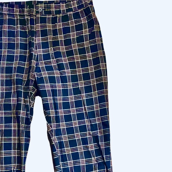 Sky and Sparrow Plaid Pants , Classic Straight Leg Relaxed Fit Plaid Pants - Picture 3 of 9